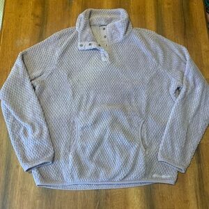Eddie Bauer Pullover Fleece XL Lavender Snap Collar Textured Black Label Warm